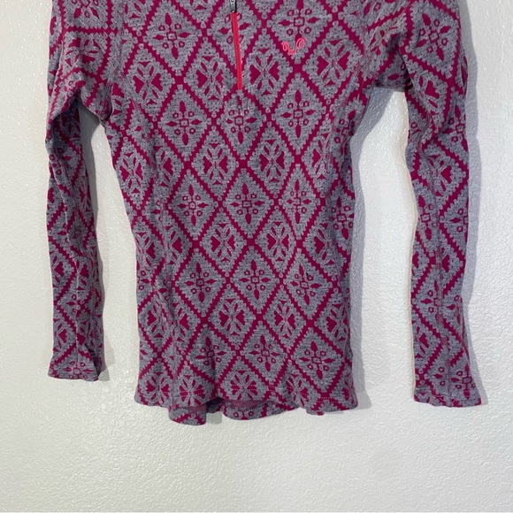 Woolona Venus Wool Long Sleeve Shirt Top Geometric Pattern Medium Merino Wool - Picture 3 of 7